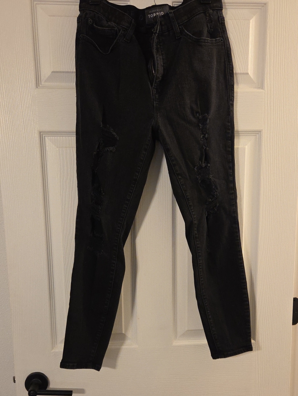 Torrid Sky High Black Skinny Distressed Jeans